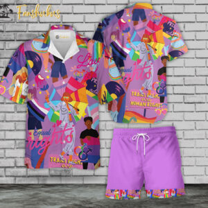 Pride Day Hawaiian Shirt Set | LGBT Support Hawaiian Shirt | Unisex Hawaiian Set | Rainbow Hawaiian Style