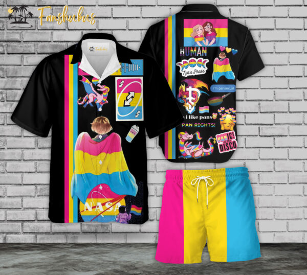 Pride Day Hawaiian Shirt Set | LGBT Support Hawaiian Shirt | Unisex Hawaiian Set | Rainbow Hawaiian Style