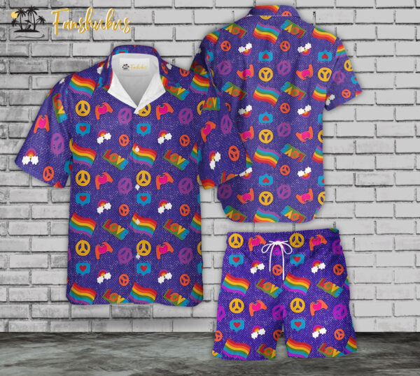 LGBT Hawaiian Shirt Set | LGBT Support Hawaiian Shirt | Unisex Hawaiian Set | Pride Day Hawaiian Style