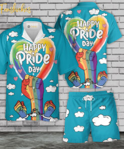 Happy Pride Day Hawaiian Shirt Set | LGBT Support Hawaiian Shirt | Unisex Hawaiian Set | LGBT Hawaiian Style