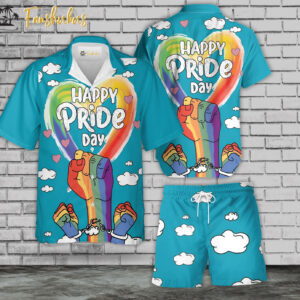 Happy Pride Day Hawaiian Shirt Set | LGBT Support Hawaiian Shirt | Unisex Hawaiian Set | LGBT Hawaiian Style