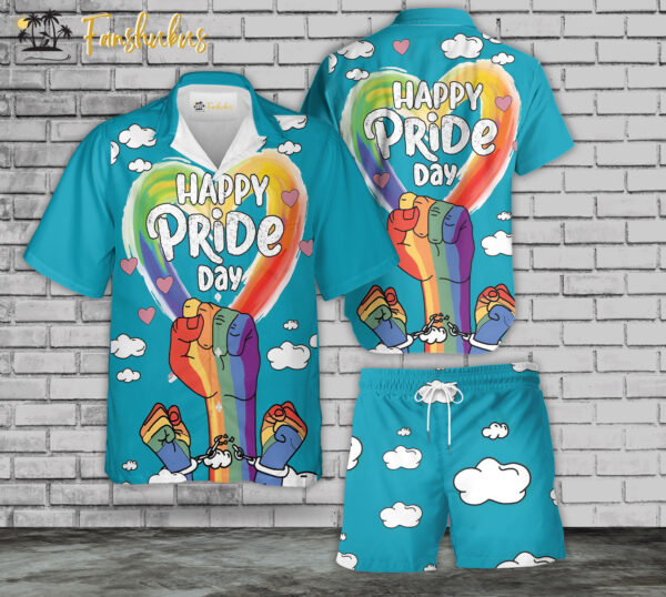 Happy Pride Day Hawaiian Shirt Set | LGBT Support Hawaiian Shirt | Unisex Hawaiian Set | LGBT Hawaiian Style