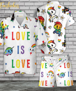 Happy Pride Day Hawaiian Shirt Set | LGBT Unicorn Hawaiian Shirt | Unisex Hawaiian Set | LGBT Hawaiian Style