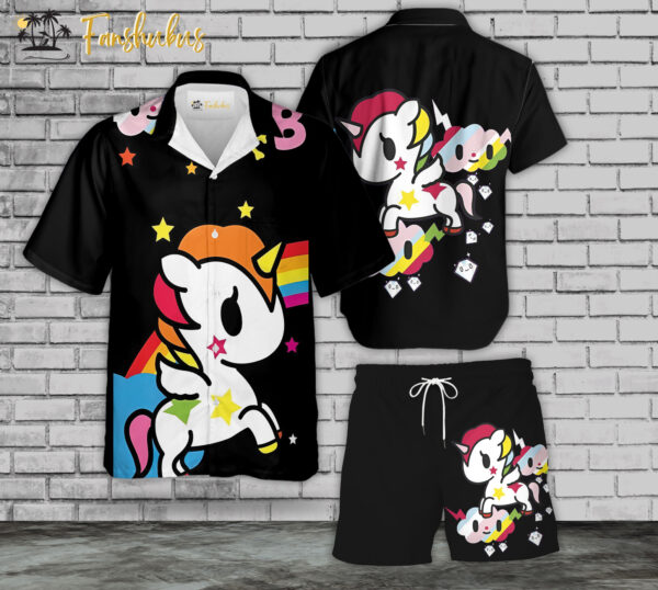 Happy Pride Day Hawaiian Shirt Set | LGBT Unicorn Hawaiian Shirt | Unisex Hawaiian Set | LGBT Hawaiian Style