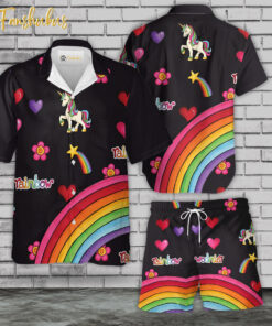 Happy Pride Day Hawaiian Shirt Set | LGBT Unicorn Hawaiian Shirt | Unisex Hawaiian Set | LGBT Hawaiian Style