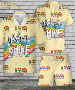 Born To Shine Hawaiian Shirt Set | LGBT Day Hawaiian Shirt | Unisex Hawaiian Set | LGBT Hawaiian Style