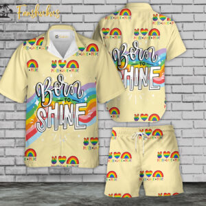 Born To Shine Hawaiian Shirt Set | LGBT Day Hawaiian Shirt | Unisex Hawaiian Set | LGBT Hawaiian Style