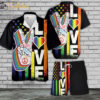 Happy Pride Day Hawaiian Shirt Set | LGBT Hand Hawaiian Shirt | Unisex Hawaiian Set | LGBT Hawaiian Style