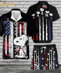 Snoopy 4th Of July Hawaiian Shirt Set | US Independence Day Hawaiian Shirt | Unisex Hawaiian Set | USA Flag Day Hawaiian Style