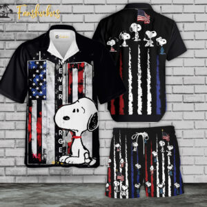 Snoopy 4th Of July Hawaiian Shirt Set | US Independence Day Hawaiian Shirt | Unisex Hawaiian Set | USA Flag Day Hawaiian Style