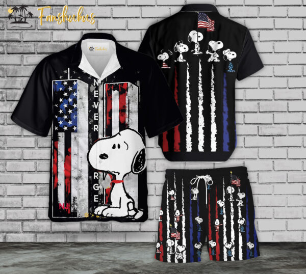 Snoopy 4th Of July Hawaiian Shirt Set | US Independence Day Hawaiian Shirt | Unisex Hawaiian Set | USA Flag Day Hawaiian Style