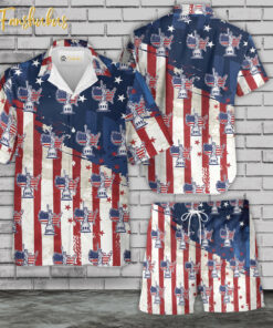 4th Of July Statue Of Liberty Hawaiian Shirt Set | US Independence Day Hawaiian Shirt | Unisex Hawaiian Set | USA Flag Day Hawaiian Style