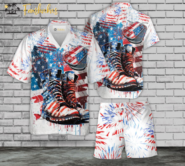 Veteran Hawaiian Shirt Set | U.S Army Hawaiian Style | Unisex Hawaiian Set | Patriot Hawaiian Style