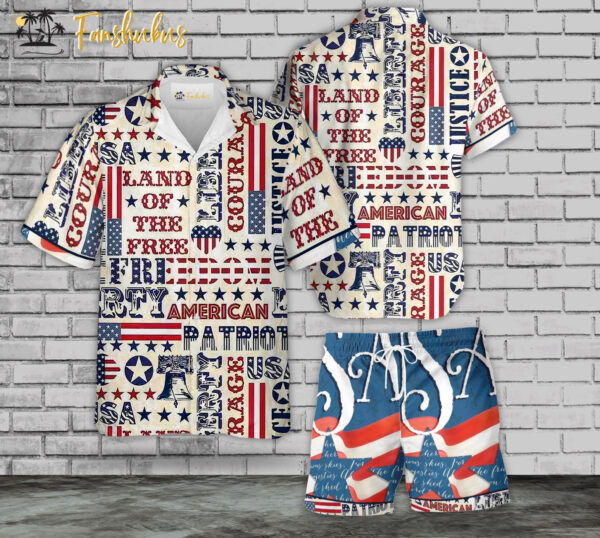 God Bless the USA Hawaiian Shirt Set | Veteran Hawaiian Style | Unisex Hawaiian Set | Patriot Hawaiian Style