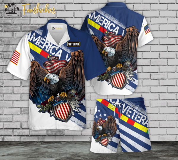 US Amry Veteran Hawaiian Shirt Set | Veteran Hawaiian Style | Unisex Hawaiian Set | Patriot Hawaiian Style