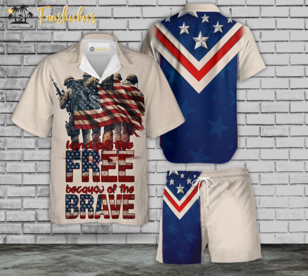 Soldier Hawaiian Shirt Set | Veteran Hawaiian Style | Unisex Hawaiian Set | Patriot Hawaiian Style