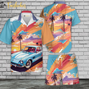 Tropical Porsche Hawaiian Shirt Set _ Porsche Hawaiian Style _ Unisex Hawaiian Set _ Car Hawaiian Style