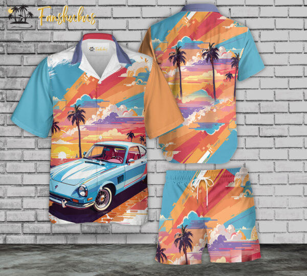 Tropical Porsche Hawaiian Shirt Set _ Porsche Hawaiian Style _ Unisex Hawaiian Set _ Car Hawaiian Style