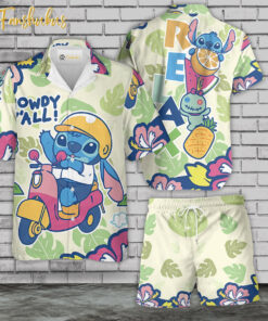 Stitch Hawaiian Shirt Set | Tropical Stitch Hawaiian Style | Unisex Hawaiian Set | Aloha Hawaiian Style