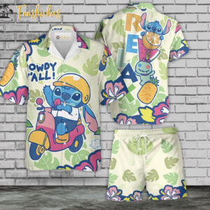 Stitch Hawaiian Shirt Set | Tropical Stitch Hawaiian Style | Unisex Hawaiian Set | Aloha Hawaiian Style
