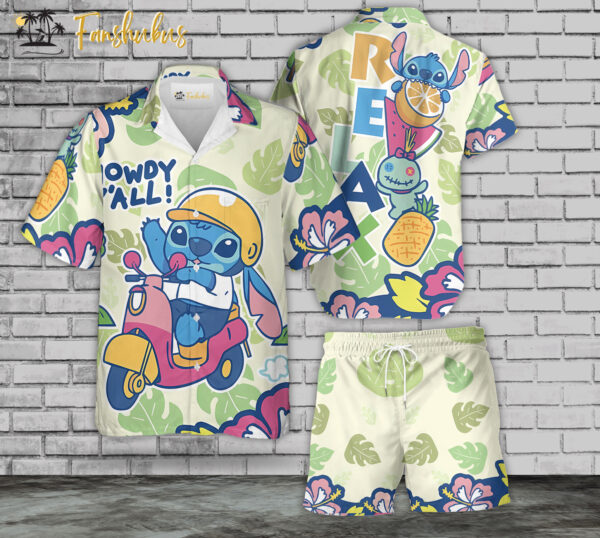 Stitch Hawaiian Shirt Set | Tropical Stitch Hawaiian Style | Unisex Hawaiian Set | Aloha Hawaiian Style