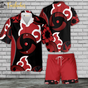 Naruto Anime Hawaiian Shirt Set | Naruto Symbols Hawaiian Style | Unisex Hawaiian Set | Naruto Anime Hawaiian Style