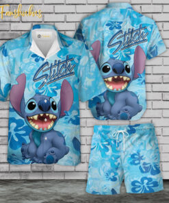 Stitch Hawaiian Shirt Set | Tropical Stitch Hawaiian Style | Unisex Hawaiian Set | Floral Hawaiian Style