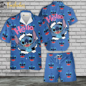 Stitch Hawaiian Shirt Set | Tropical Stitch Hawaiian Style | Unisex Hawaiian Set | Floral Hawaiian Style