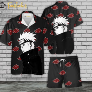 Naruto Uzumaki Hawaiian Shirt Set | Akatsuki Clouds Hawaiian Style | Unisex Hawaiian Set | Naruto Anime Hawaiian Style