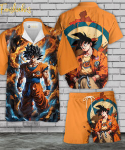 Son Goku Hawaiian Shirt Set | Anime Hawaiian Style | Unisex Hawaiian Set | Dragon Ball Z Anime Hawaiian Style