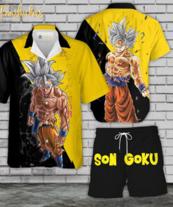 Son Goku Hawaiian Shirt Set | Anime Hawaiian Style | Unisex Hawaiian Set | Dragon Ball Z Anime Hawaiian Style