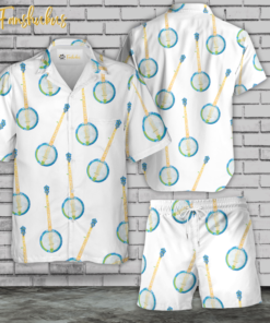 Banjo Hawaiian Shirt Set | Banjo Love Music Pattern Hawaiian Style | Unisex Hawaiian Style | Banjo Hawaiian Style