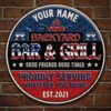 Bar And Grill Rules Patriotic 4TH Of July Custom Round Wood Sign Home Decoration1052