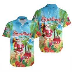 Christmas In July Funny Santa Claus Tropical Style Hawaiian Shirt