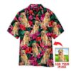 Funny Golden Retriever Dog Palm Tree Island Custom Photo Hawaiian Shirt