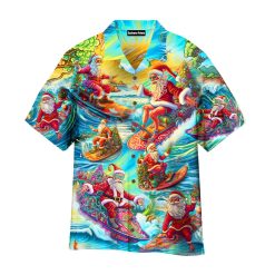 Funny Surfing Santa Christmas In July Hawaiian Shirt