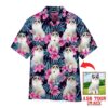 Funny White Ragdoll Cat Hide And Seek In Pink Floral Tropical Custom Photo Hawaiian Shirt