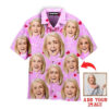 Funny Your Funny Face On Hearts Pattern Custom Photo Hawaiian Shirt