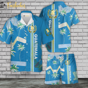 Guatemala Hawaiian Shirt Set | Guatemala Hibiscus Pattern Summer Style | Unisex Hawaiian Set Style