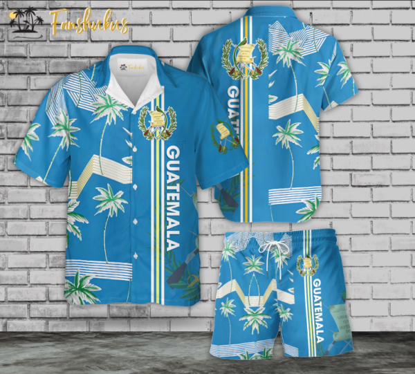 Guatemala Hawaiian Shirt Set | Guatemala Hibiscus Pattern Summer Style | Unisex Hawaiian Set Style