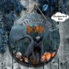 Horror Cat Halloween Custom Round Wood Sign