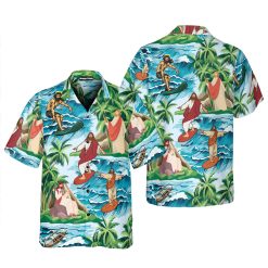 God Surfing Tropical Hawaiian Shirt