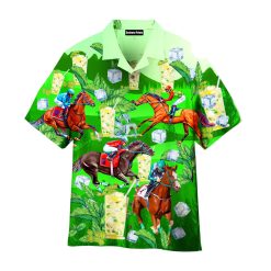 Kentucky Derby Mint Julep Drinking Green Hawaiian Shirt