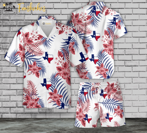 Lone Star Nation Texas Hawaiian Shirt Set | Lone Star Hawaiian Style | Unisex Hawaiian Set