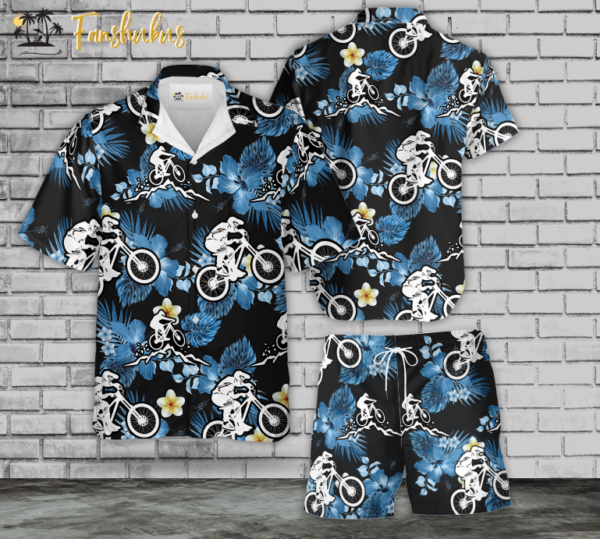 Mountain Bike Nature Hawaiian Shirt Set | Bike Hawaiian Style | Unisex Hawaiian Set