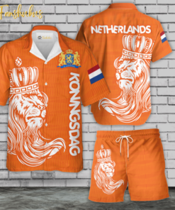 Netherlands Hawaiian Shirt Set | Koningsdag Day Hawaiian Style | Unisex Hawaiian Set