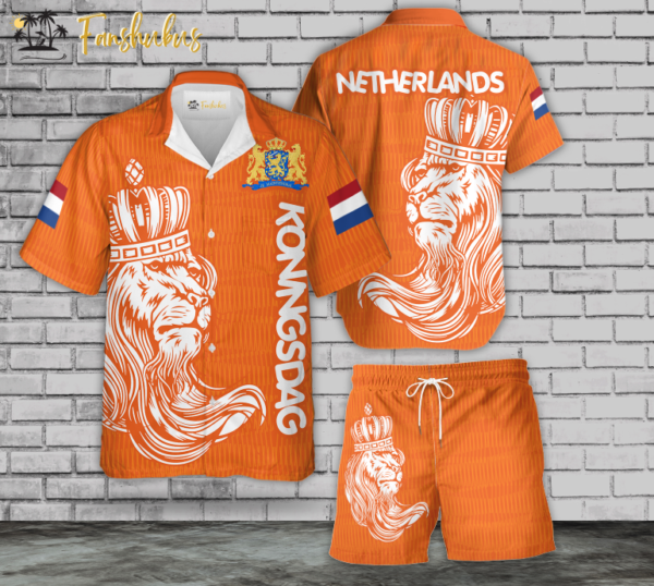 Netherlands Hawaiian Shirt Set | Koningsdag Day Hawaiian Style | Unisex Hawaiian Set