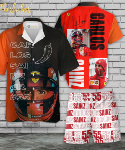 Carlos Sainz Jr. Hawaiian Shirt Set | Formula 1 Hawaiian Style | Unisex Hawaiian Set | Racing Hawaiian Style