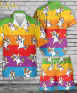 LGBT Unicorn Hawaiian Shirt Set | LGBT Support Hawaiian Shirt | Unisex Hawaiian Set | Pride Day Hawaiian Style