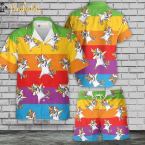 LGBT Unicorn Hawaiian Shirt Set | LGBT Support Hawaiian Shirt | Unisex Hawaiian Set | Pride Day Hawaiian Style
